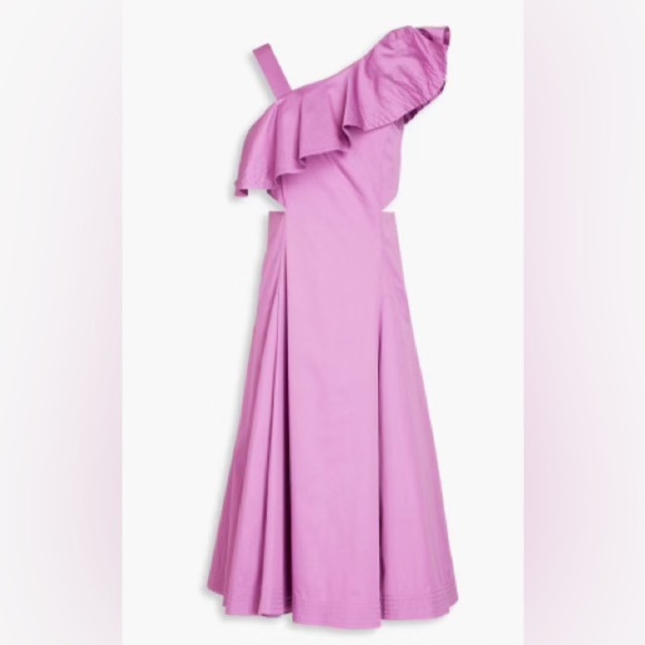 NWT Veronica Beard Beila Ruffles poplin Midi Orcid Dress Size 4 $598 Retail - Picture 3 of 5